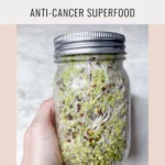 Broccoli sprouts in a sprouting jar and text that says How to Grow Broccoli Sprouts