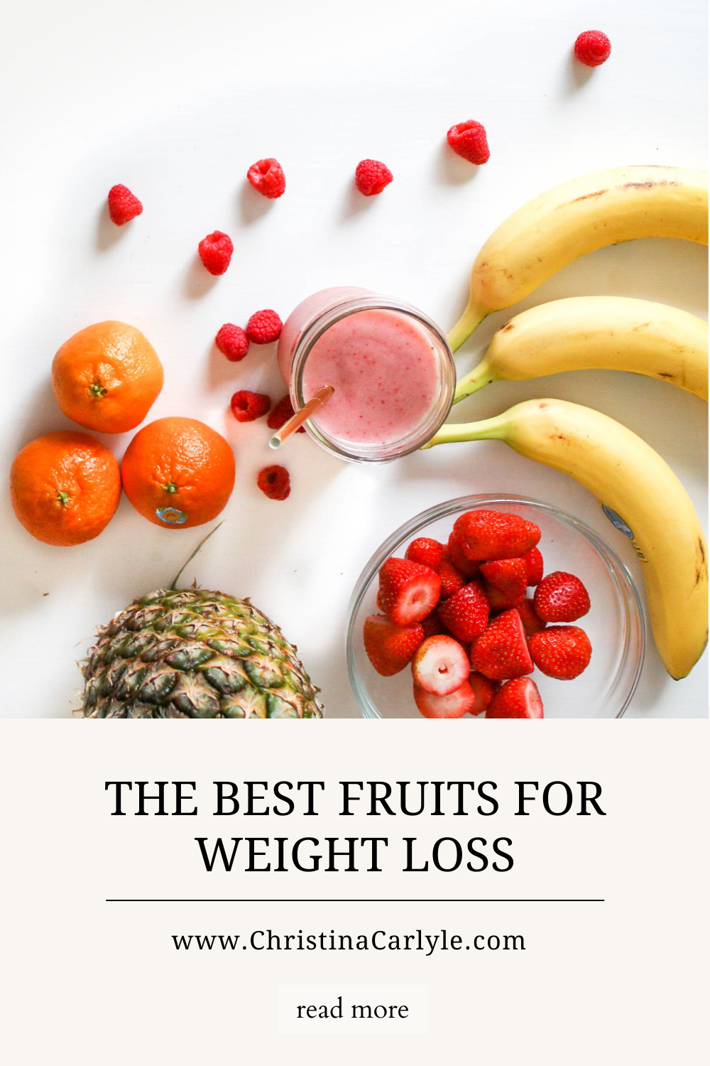 a few different fruits on a counter and text that says The Best Fruits for Weight Loss