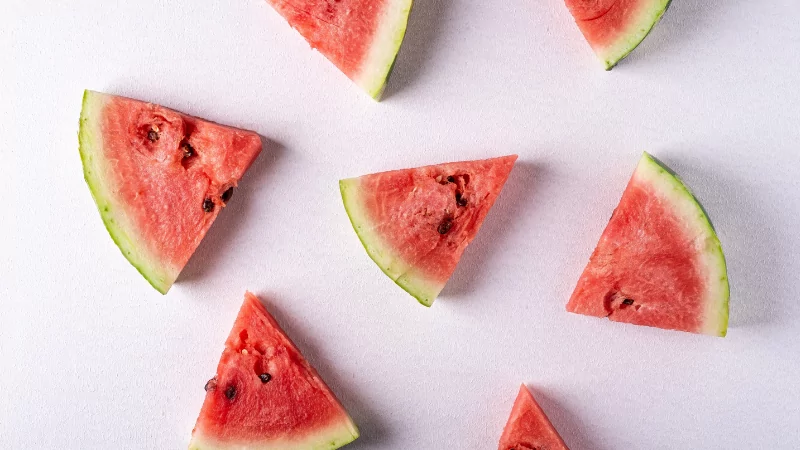 watermelon wedges on a table