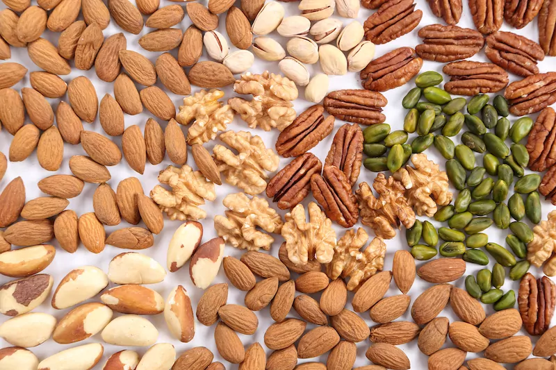 7 different types of raw nuts