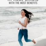 Christina Carlyle jogging outside and text that says the best outdoor cardio with the most benefits
