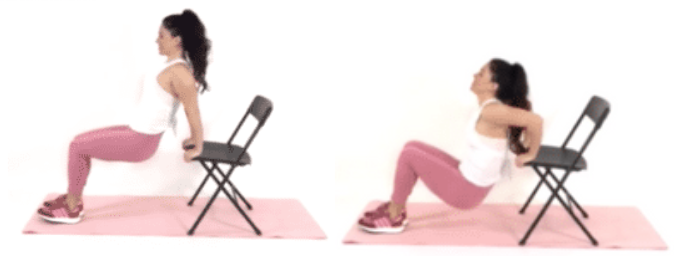 Tricep dip exercise - Christina Carlyle Tricep dip exercise being done by trainer Christina Carlyle