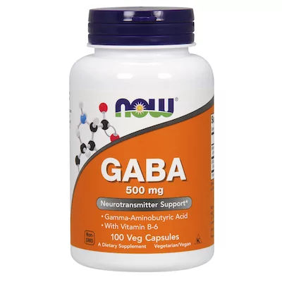 a bottle of NOW Gaba Supplements for stress and anxiety