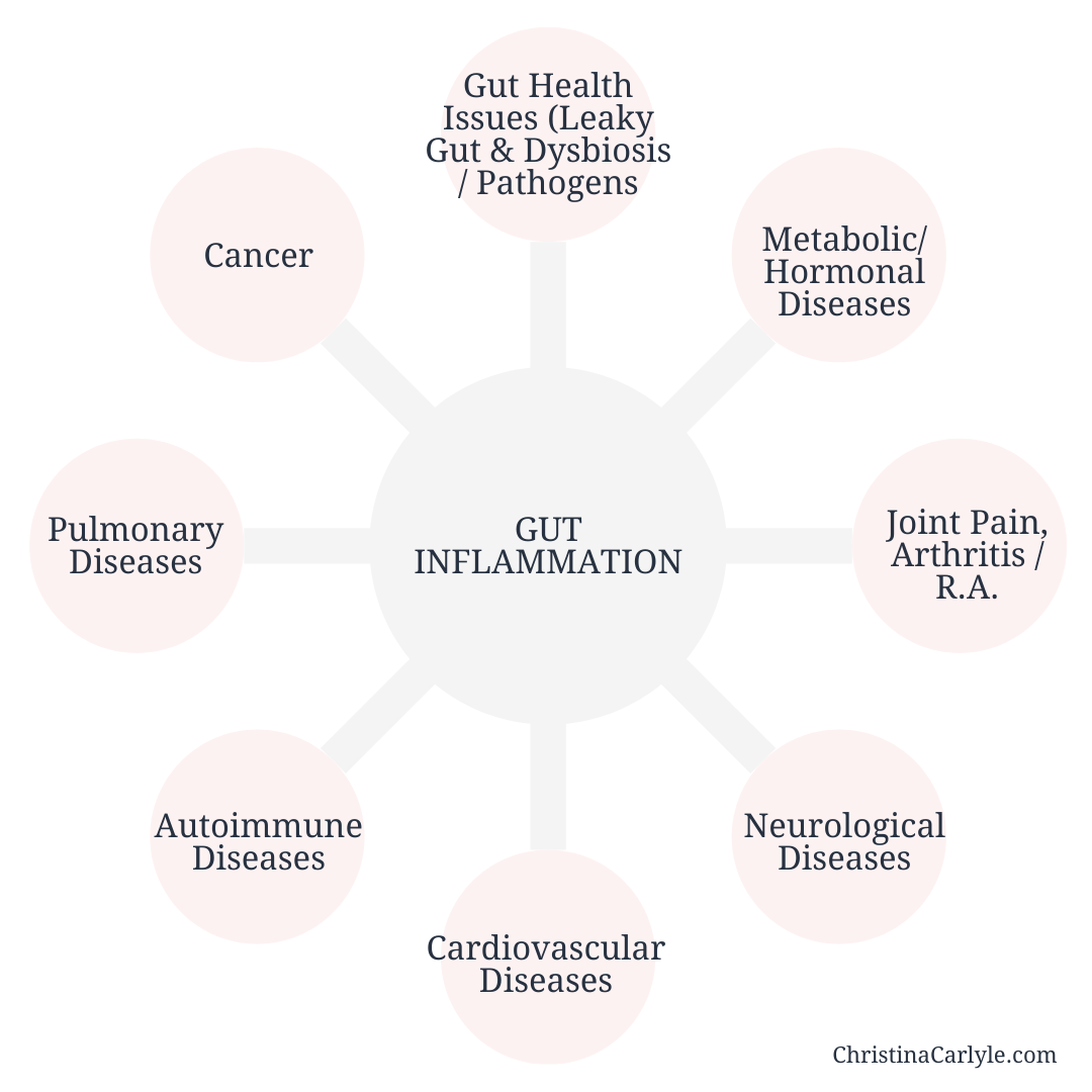 An infographic of how gut inflammation is related to eventual disease if left untreated