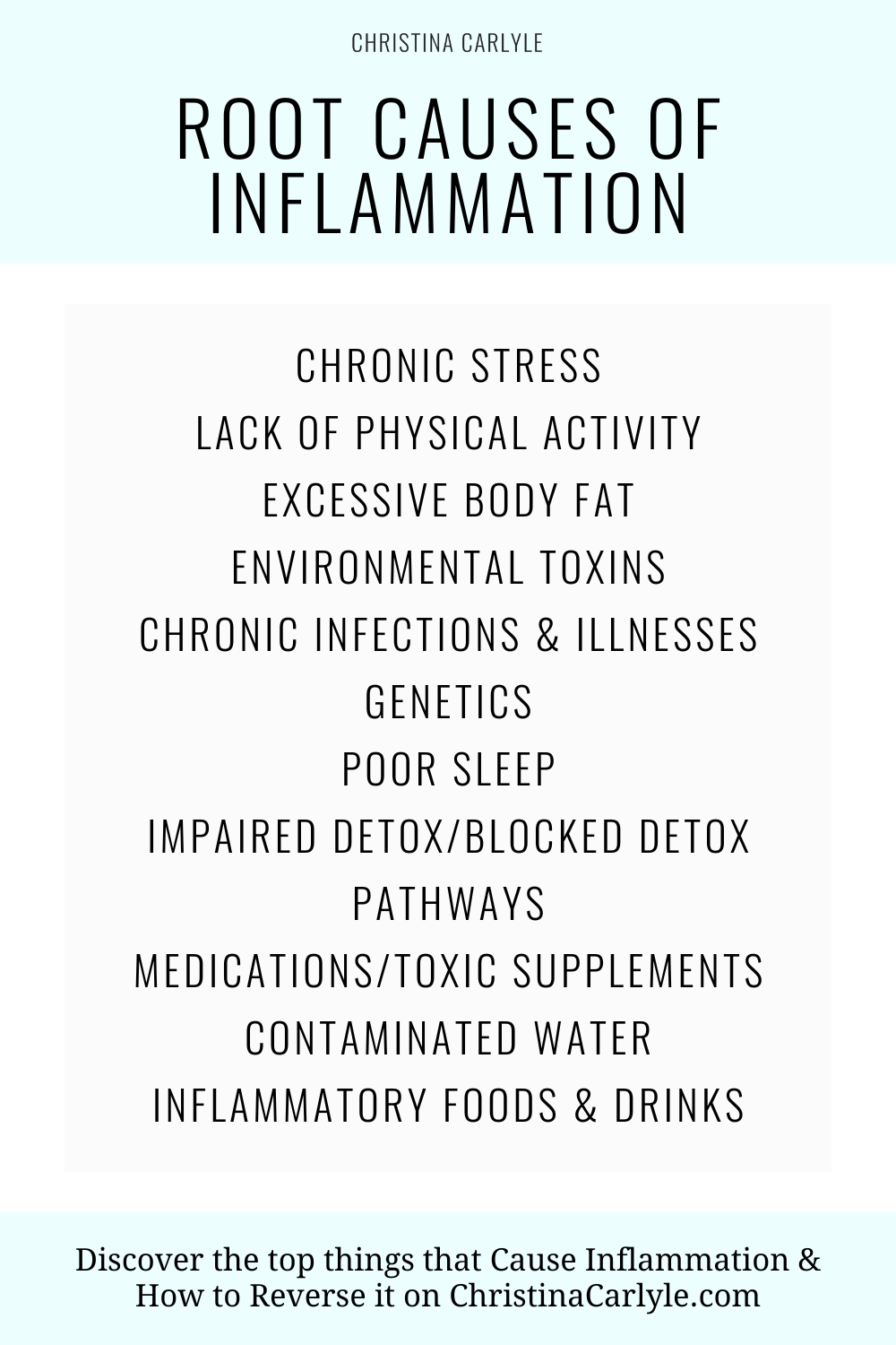 a list of the most common causes of inflammation