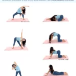 text that says Ab Stretches the Feel Amazing and Christina Carlyle doing 6 different ab stretch exercises