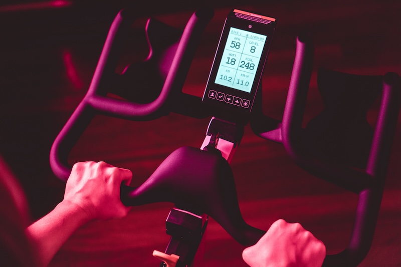 a woman in a spin class