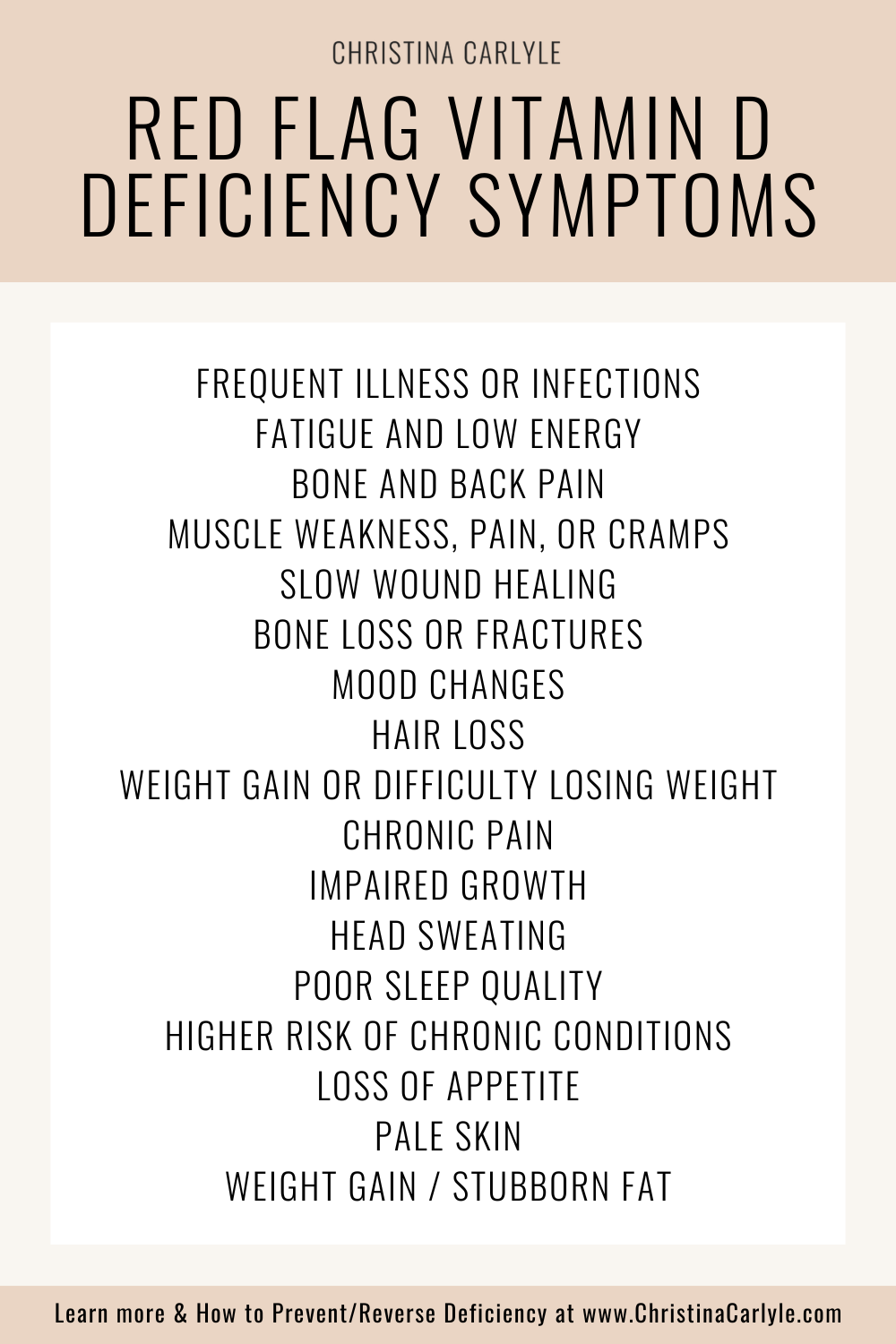 a list of 17 of the most common vitamin D deficiency