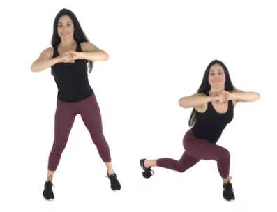 Curtsey Lunge Inner Thigh Exercise being done by trainer Christina Carlyle