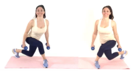 Curtsey Lunge - Christina Carlyle Curtsey Lunge leg exercise being done by trainer Christina Carlyle