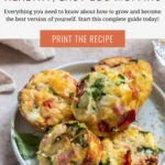 Healthy easy egg muffins with veggies and melted cheese on a plate