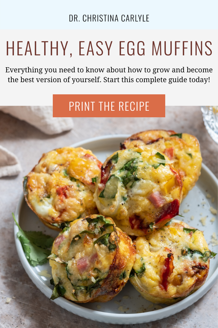 Healthy easy egg muffins with veggies and melted cheese on a plate