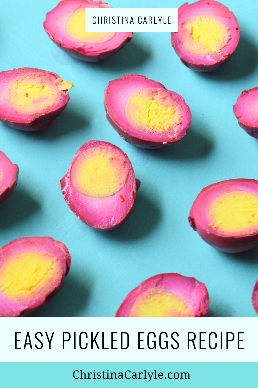 Pickled Eggs Pickled eggs and text that says Easy Pickled Eggs Recipe