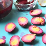Pickled eggs and text that says Easy Pickled Eggs Recipe