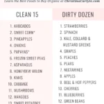 an infographic with an Updated Dirty Dozen List and Clean 15 List produce from EWG