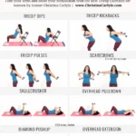 trainer Christina Carlyle demonstrating 8 tricep exercises and text that says Best Tricep Exercises for Women