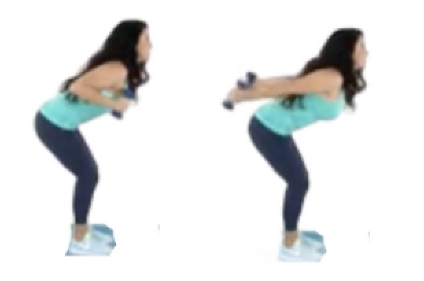 Tricep Kickback Arm Exercise Trainer Christina Carlyle doing a Tricep Kickback Arm Exercise