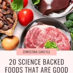 a flat lay of foods good for liver health and text that says 20 science backed foods that are good for your liver