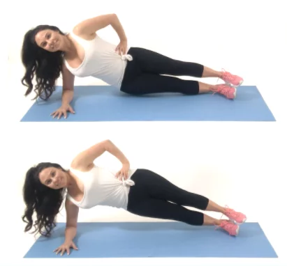 Side plank pulse Exercise being done by Christina Carlyle