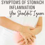Pinterest pin from Dr. Christina Carlyle featuring a person holding their stomach with the text “10 Red Flag Symptoms of Stomach Inflammation You Shouldn’t Ignore,” designed to highlight warning signs of stomach inflammation and digestive discomfort.