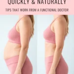 Before and after bloating transformation with flat stomach results and text how to reduce bloat quickly and naturally