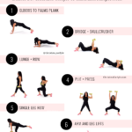 Dr. Christina Carlyle demonstrates a 15 minute full body fat burning workout for women featuring 6 compound exercises: elbows to palms plank, bridge and skullcrusher, lunge and row, plie and press, single leg row, and arm and leg lifts.