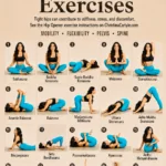 20 of the best hip opener exercises demonstrated by Dr. Christina Carlyle, including butterfly pose, child’s pose, cat cow, bridge pose, triangle pose, and other stretches for hip mobility and flexibility.